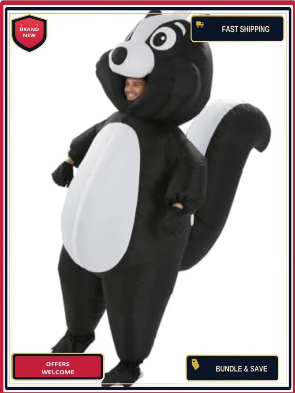 Adult Inflatable Skunk Costume Blow Up Funny Halloween Party Suit
